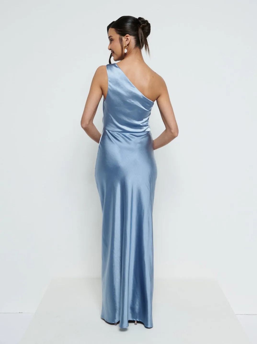 Juliet Ruched Maxi Bridesmaid Dress - Dusty Blue sold by Pretty Lavish product image thumbnail 3
