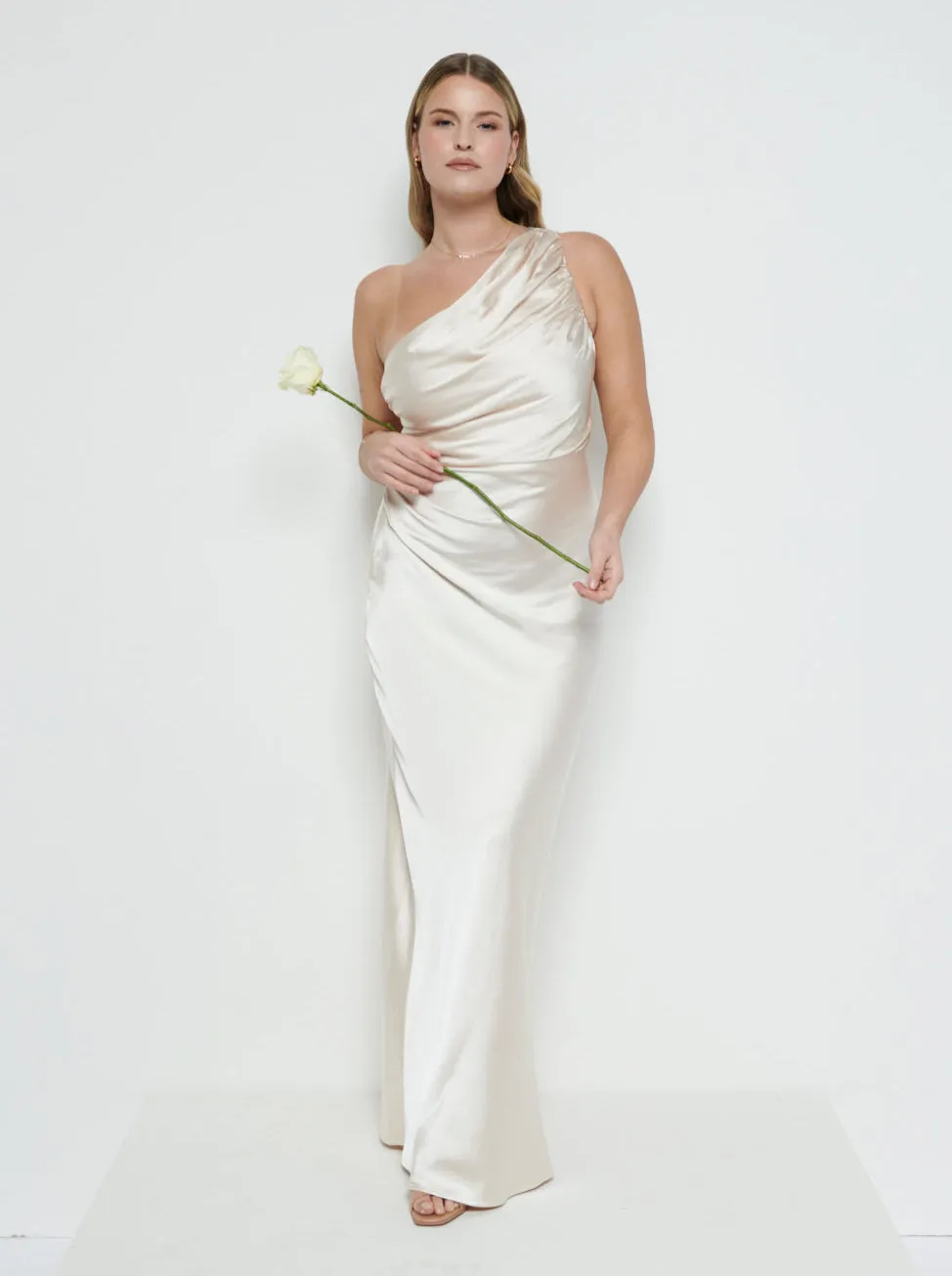 Juliet Ruched Maxi Bridesmaid Dress - Matte Champagne sold by Pretty Lavish product image thumbnail 4