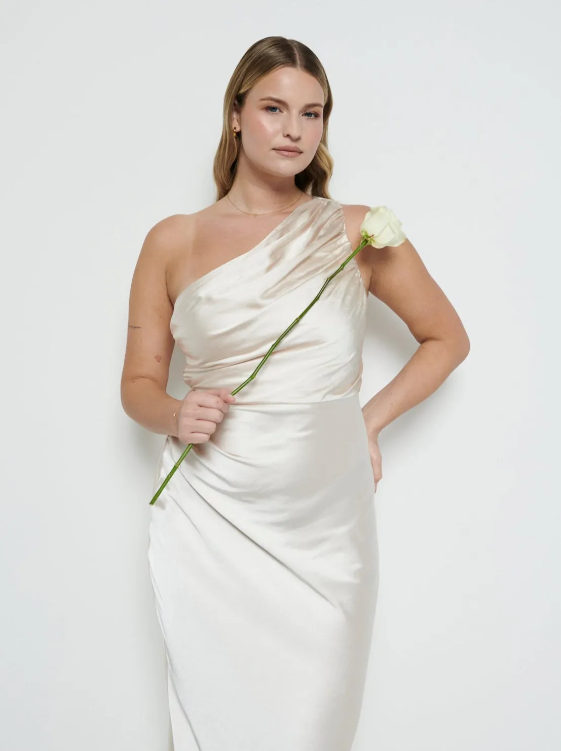 Juliet Ruched Maxi Bridesmaid Dress - Matte Champagne sold by Pretty Lavish product image thumbnail 2