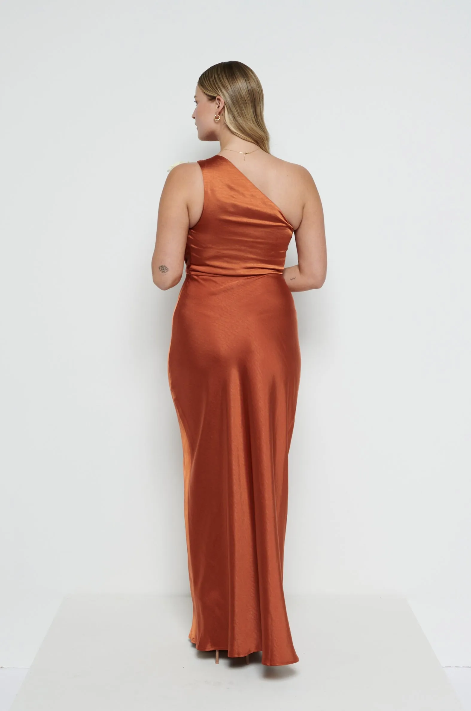 Juliet Ruched Maxi Bridesmaid Dress - Copper sold by Pretty Lavish product image thumbnail 3