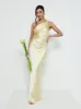 Juliet Ruched Maxi Bridesmaid Dress - Lemon sold by Pretty Lavish