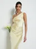 Juliet Ruched Maxi Bridesmaid Dress - Lemon sold by Pretty Lavish