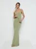 Tillie V-Neck Crepe Maxi Bridesmaid Dress - Olive sold by Pretty Lavish