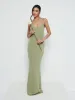 Tillie V-Neck Crepe Maxi Bridesmaid Dress - Olive sold by Pretty Lavish