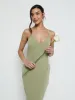 Tillie V-Neck Crepe Maxi Bridesmaid Dress - Olive sold by Pretty Lavish