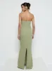 Tillie V-Neck Crepe Maxi Bridesmaid Dress - Olive sold by Pretty Lavish