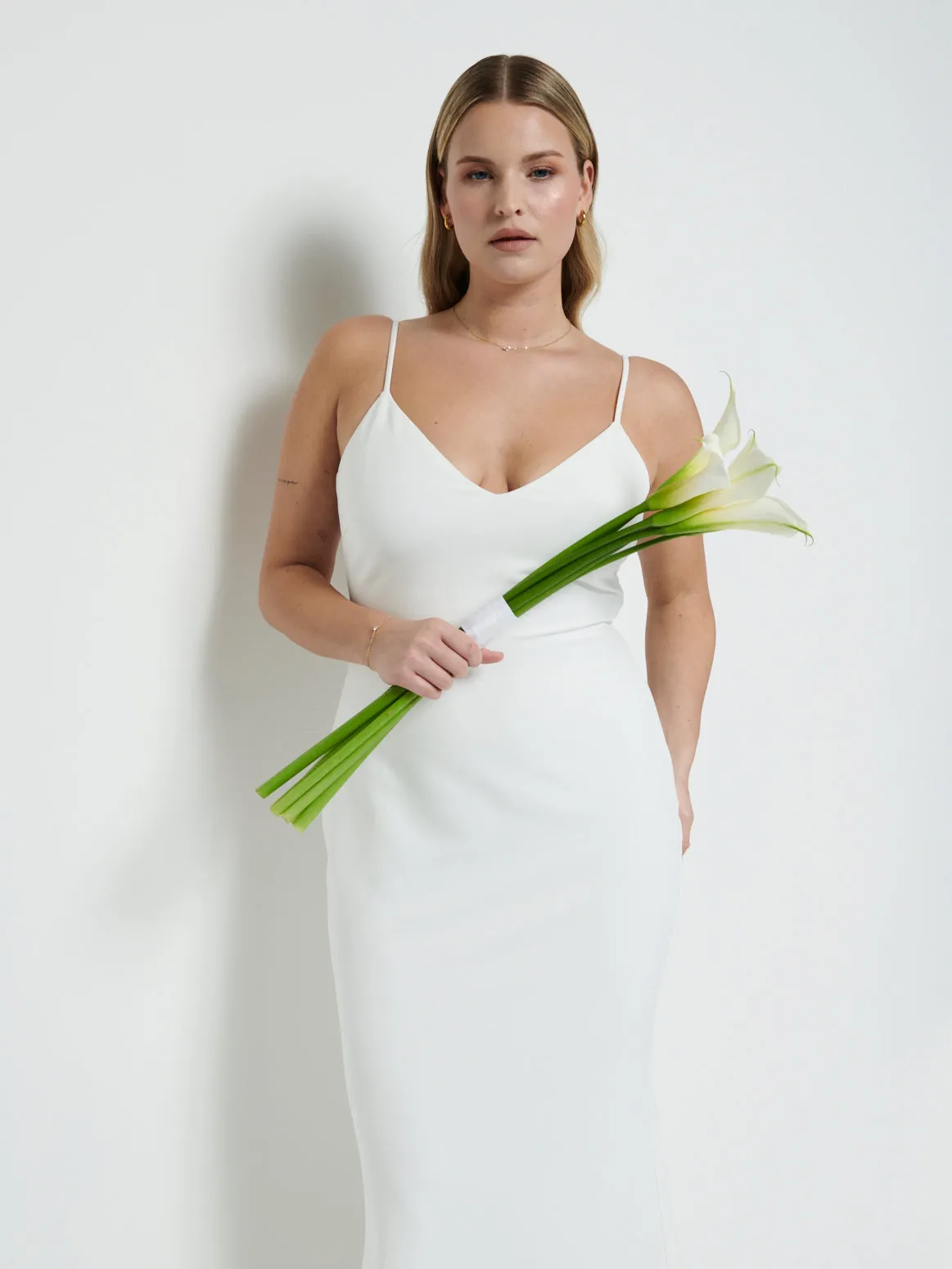 Tillie V-Neck Crepe Maxi Bridesmaid Dress - Ivory sold by Pretty Lavish product image thumbnail 4