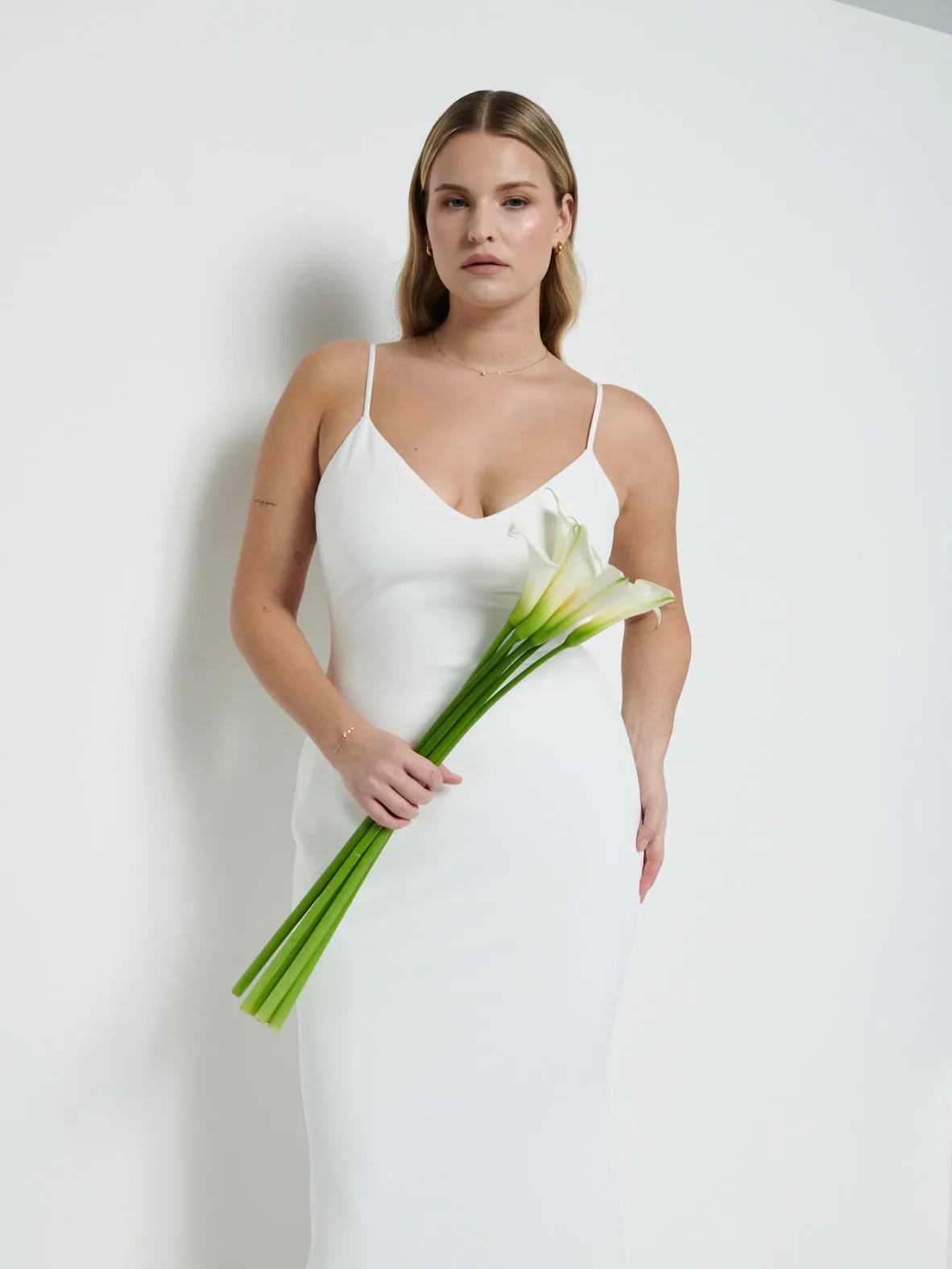 Tillie V-Neck Crepe Maxi Bridesmaid Dress - Ivory sold by Pretty Lavish product image thumbnail 5