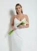 Tillie V-Neck Crepe Maxi Bridesmaid Dress - Ivory sold by Pretty Lavish