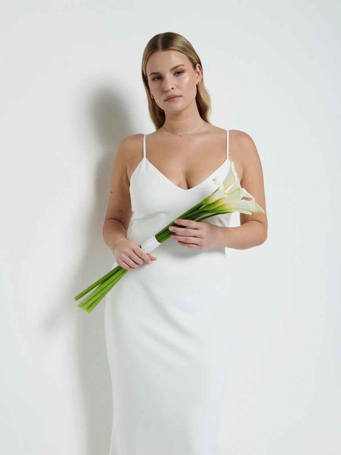 Tillie V-Neck Crepe Maxi Bridesmaid Dress - Ivory sold by Pretty Lavish product image thumbnail 2