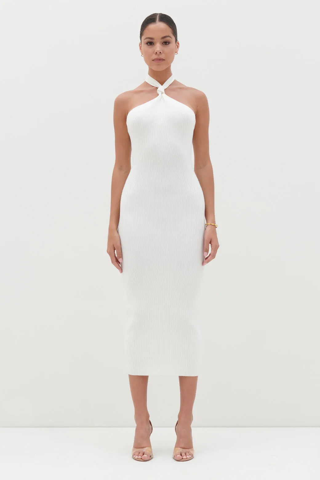 Kate Knot Midaxi Knit Dress - Cream sold by Pretty Lavish