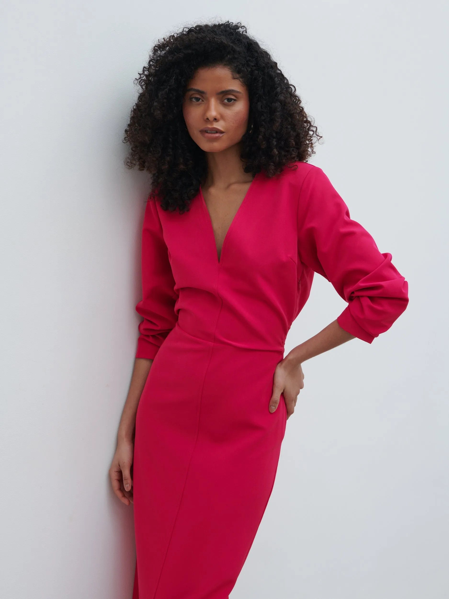 Escala V-Neck Maxi Dress - Fuchsia sold by Pretty Lavish product image thumbnail 2