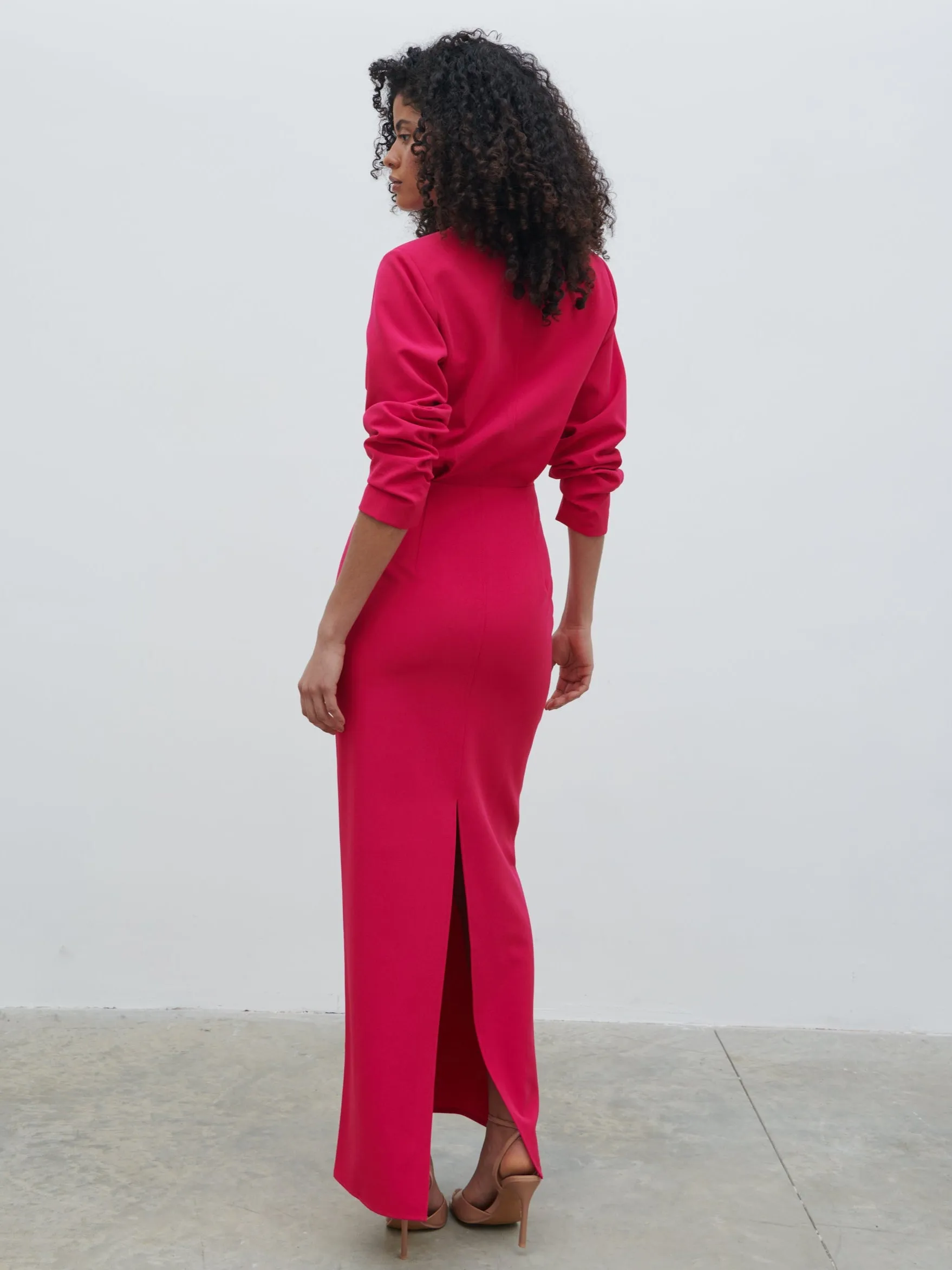 Escala V-Neck Maxi Dress - Fuchsia sold by Pretty Lavish product image thumbnail 5