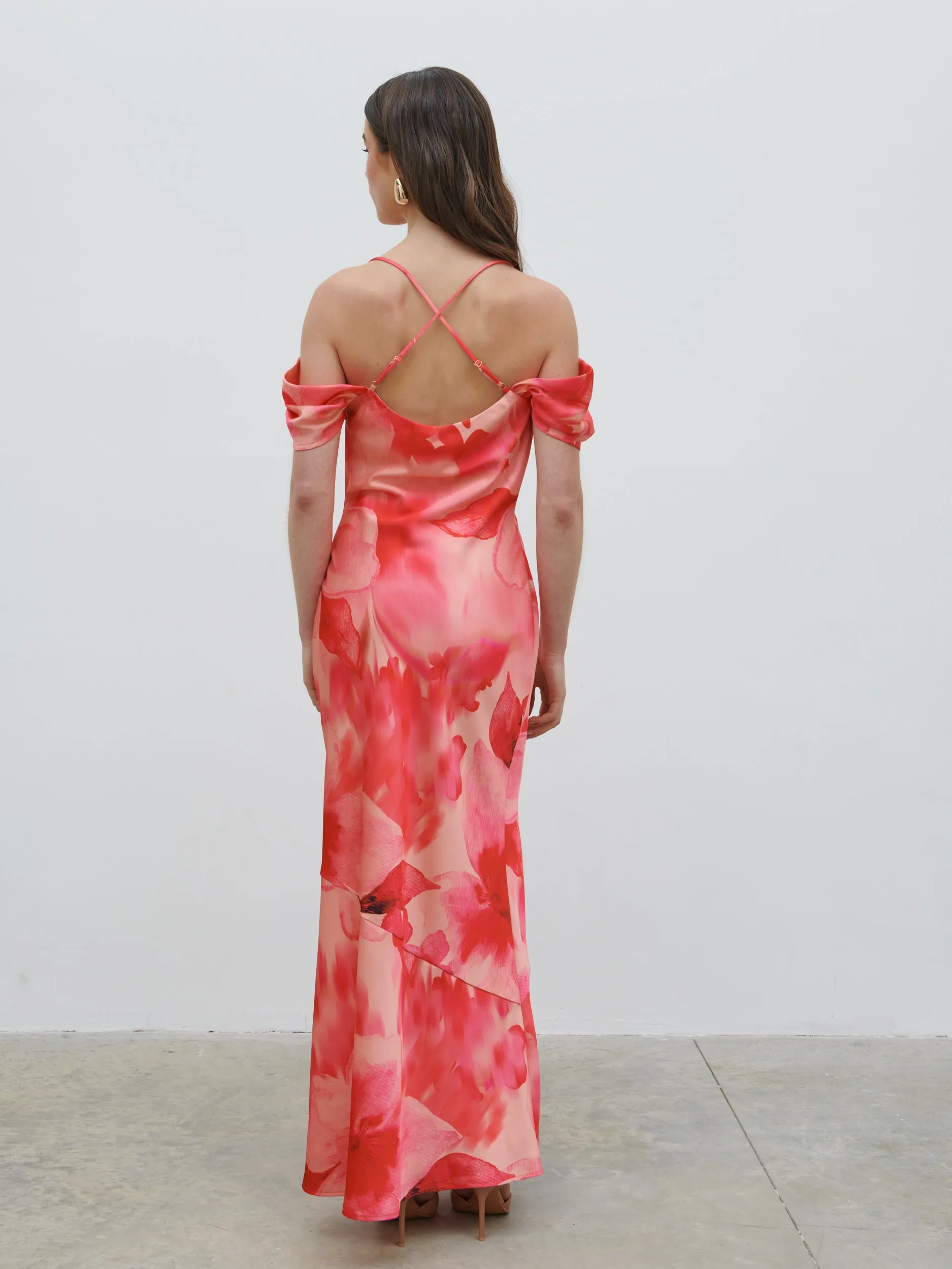 Daria Cowl Slip Maxi Dress - Pink Large Scale Floral sold by Pretty Lavish product image thumbnail 5