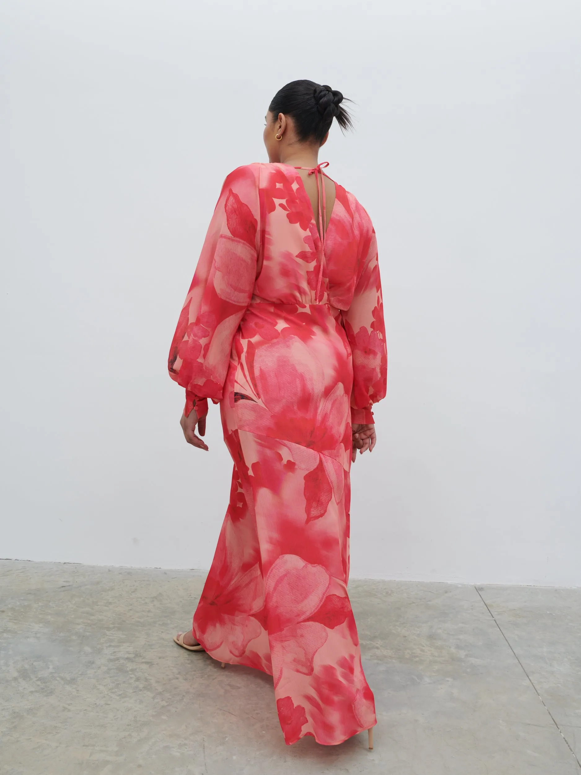 Theia Batwing Maxi Dress Curve - Pink Large Scale Floral sold by Pretty Lavish product image thumbnail 3