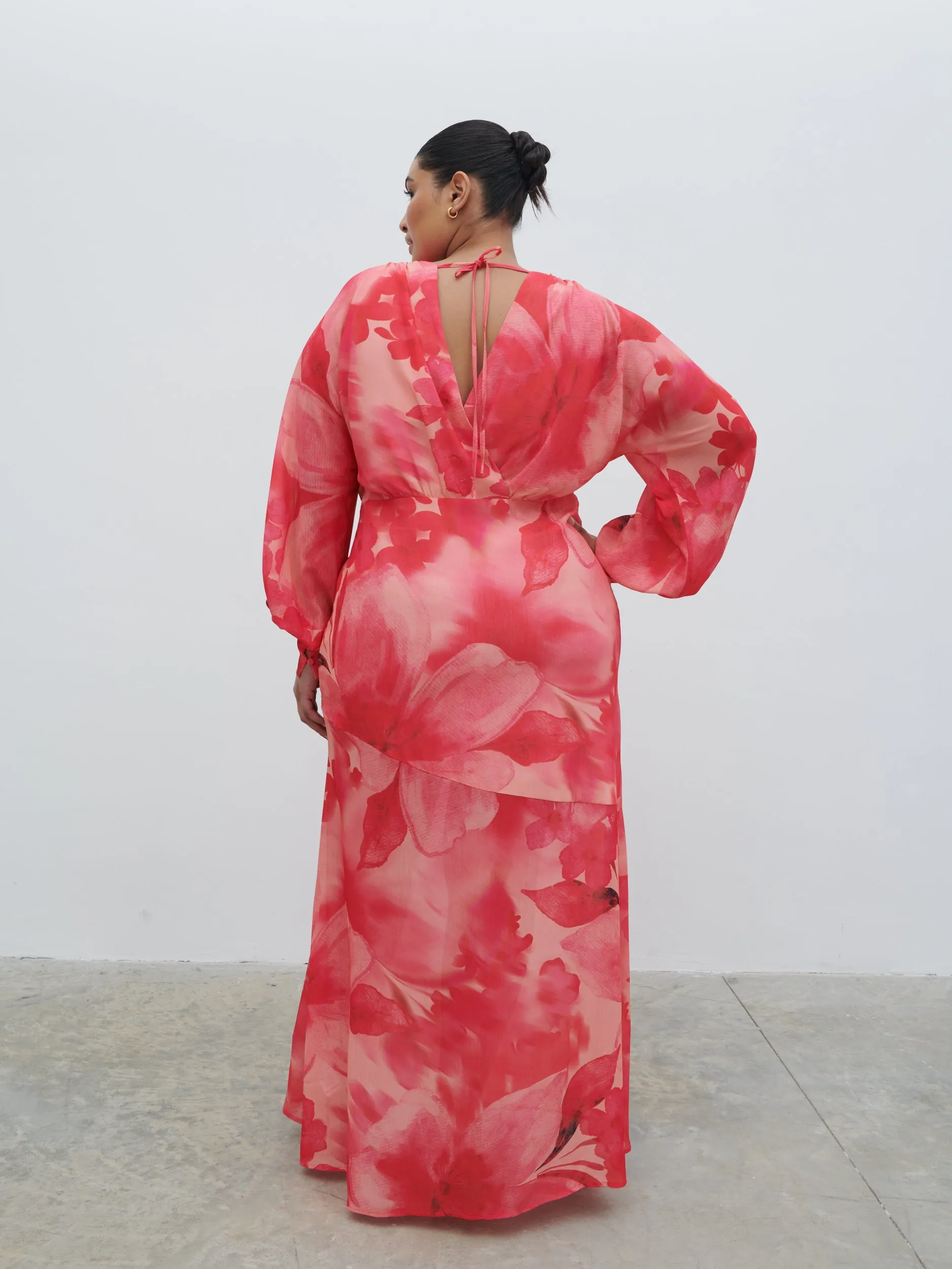 Theia Batwing Maxi Dress Curve - Pink Large Scale Floral sold by Pretty Lavish product image thumbnail 5