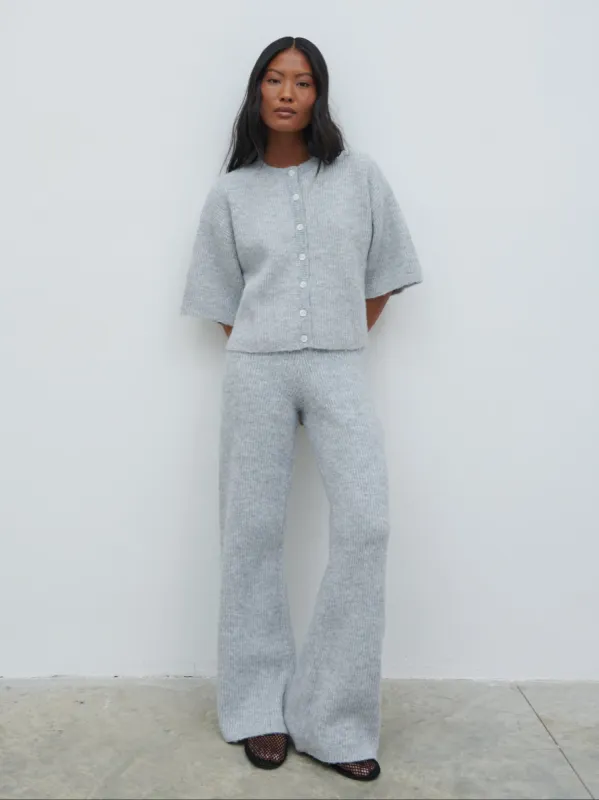 Ovalie Rib Knit Trousers - Grey Marl sold by Pretty Lavish