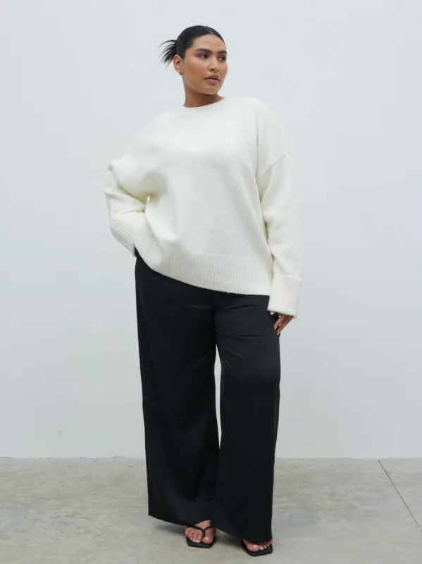 Breya Satin Drawstring Trousers Curve - Black sold by Pretty Lavish