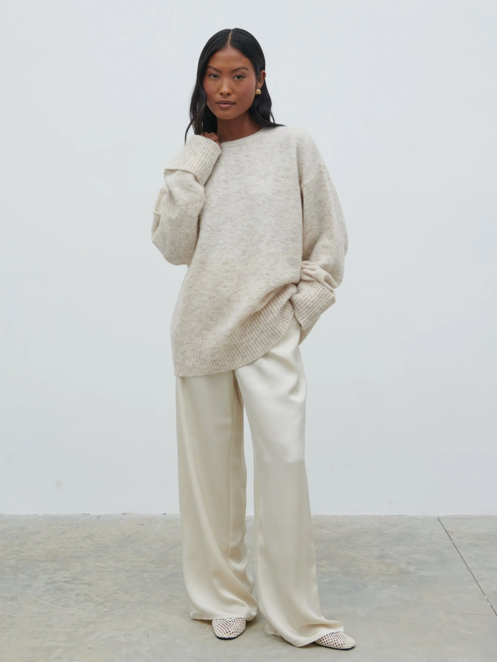 Nina Knit Jumper - Beige Marl sold by Pretty Lavish