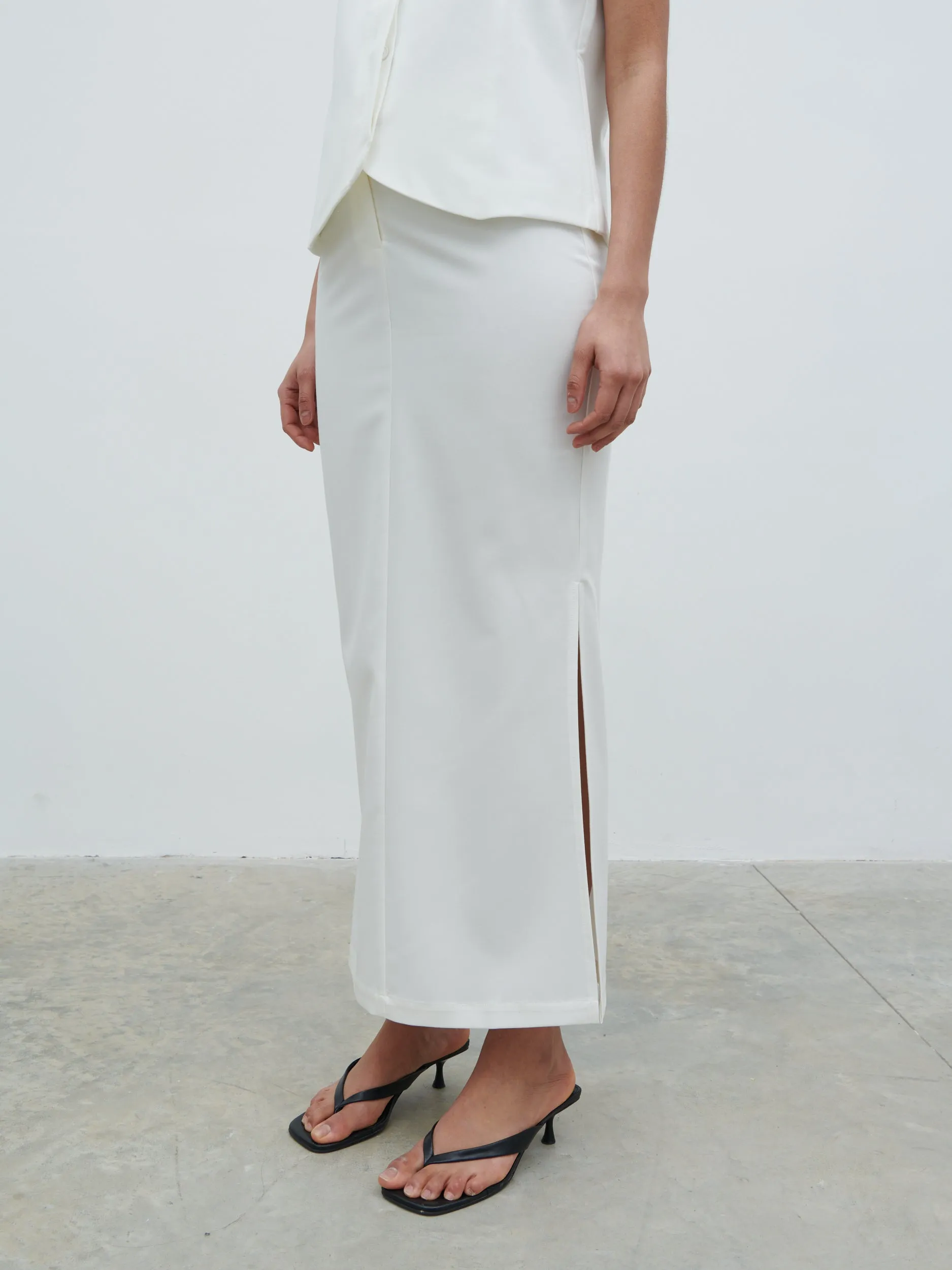 Harlee Tailored Midaxi Skirt - Cream sold by Pretty Lavish product image thumbnail 3