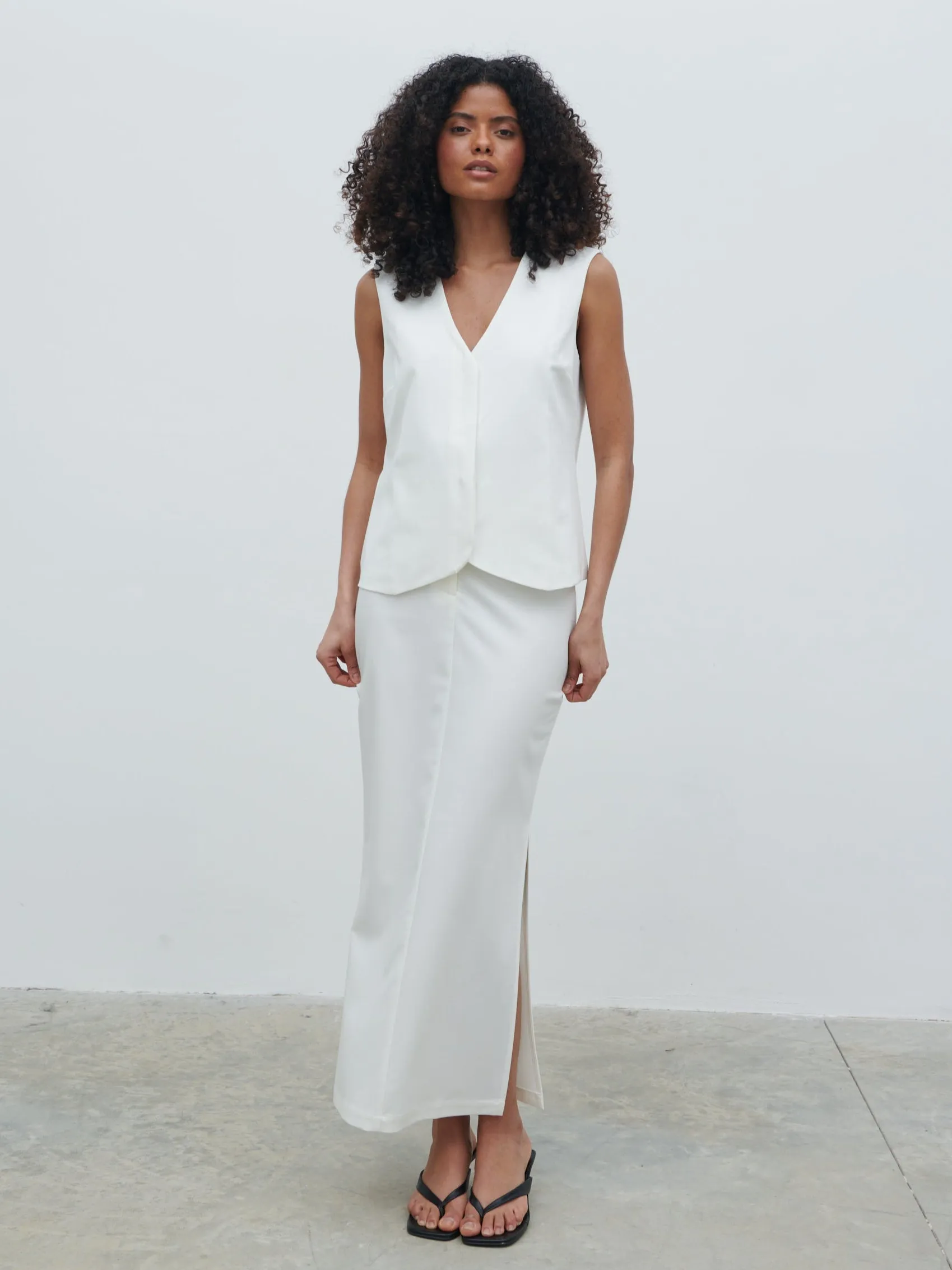 Harlee Tailored Midaxi Skirt - Cream sold by Pretty Lavish