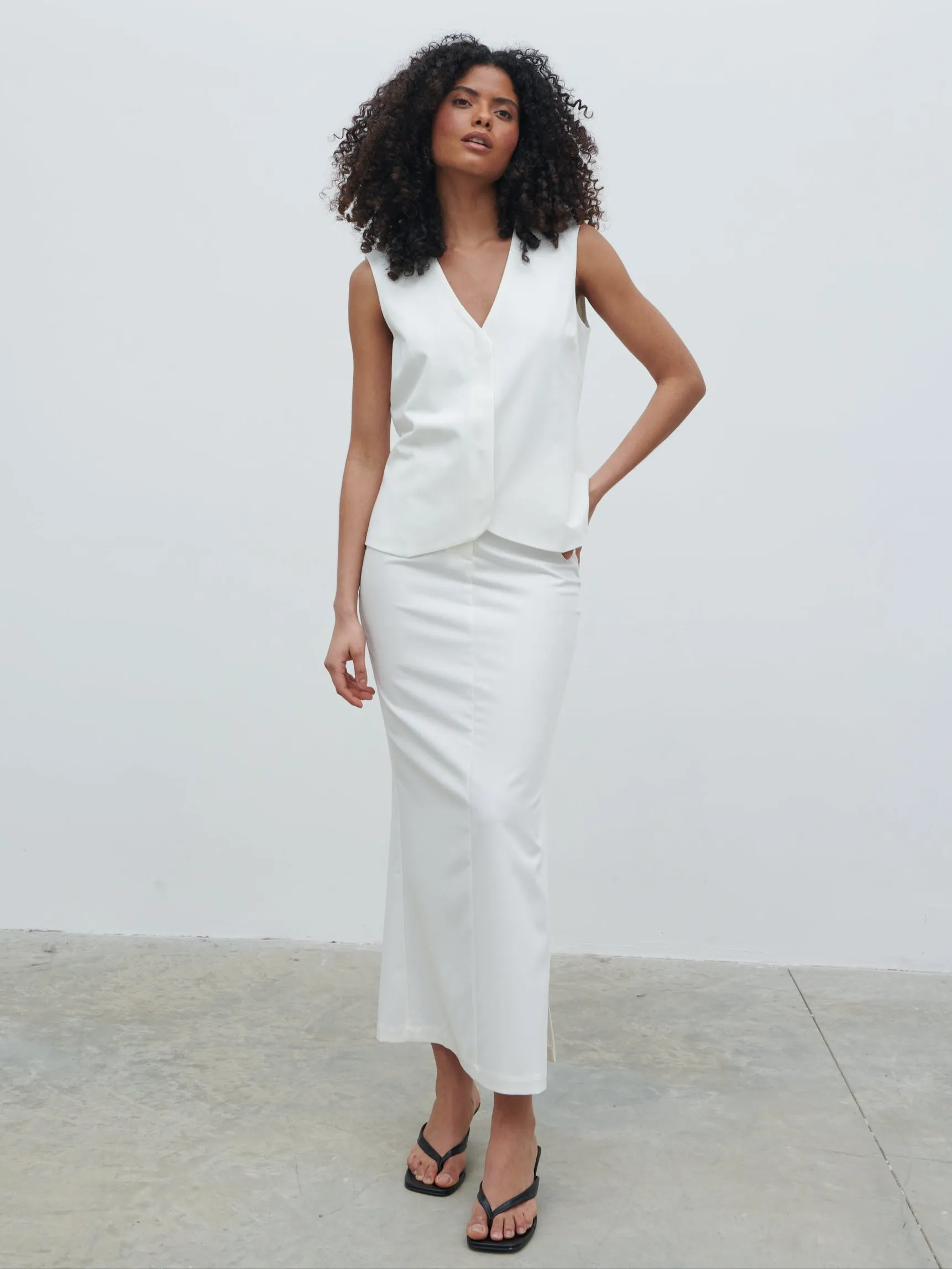 Harlee Tailored Midaxi Skirt - Cream sold by Pretty Lavish product image thumbnail 4