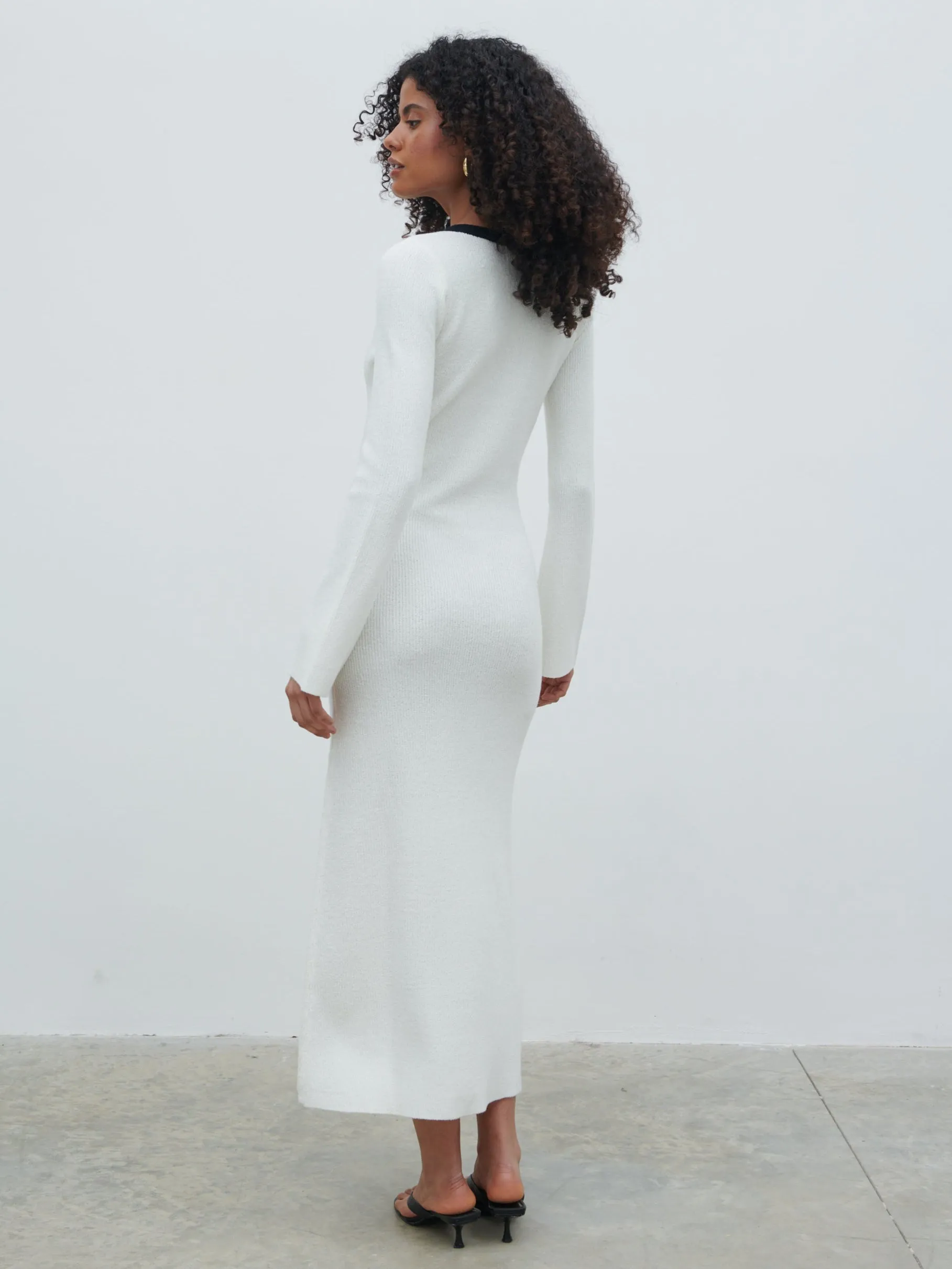 Ailey Contrast Seam Knit Midaxi Dress - Cream and Black sold by Pretty Lavish product image thumbnail 5