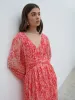 Jade Pleated Midaxi Dress - Pink Multi Abstract Print sold by Pretty Lavish