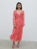 Jade Pleated Midaxi Dress - Pink Multi Abstract Print sold by Pretty Lavish