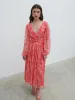 Jade Pleated Midaxi Dress - Pink Multi Abstract Print sold by Pretty Lavish