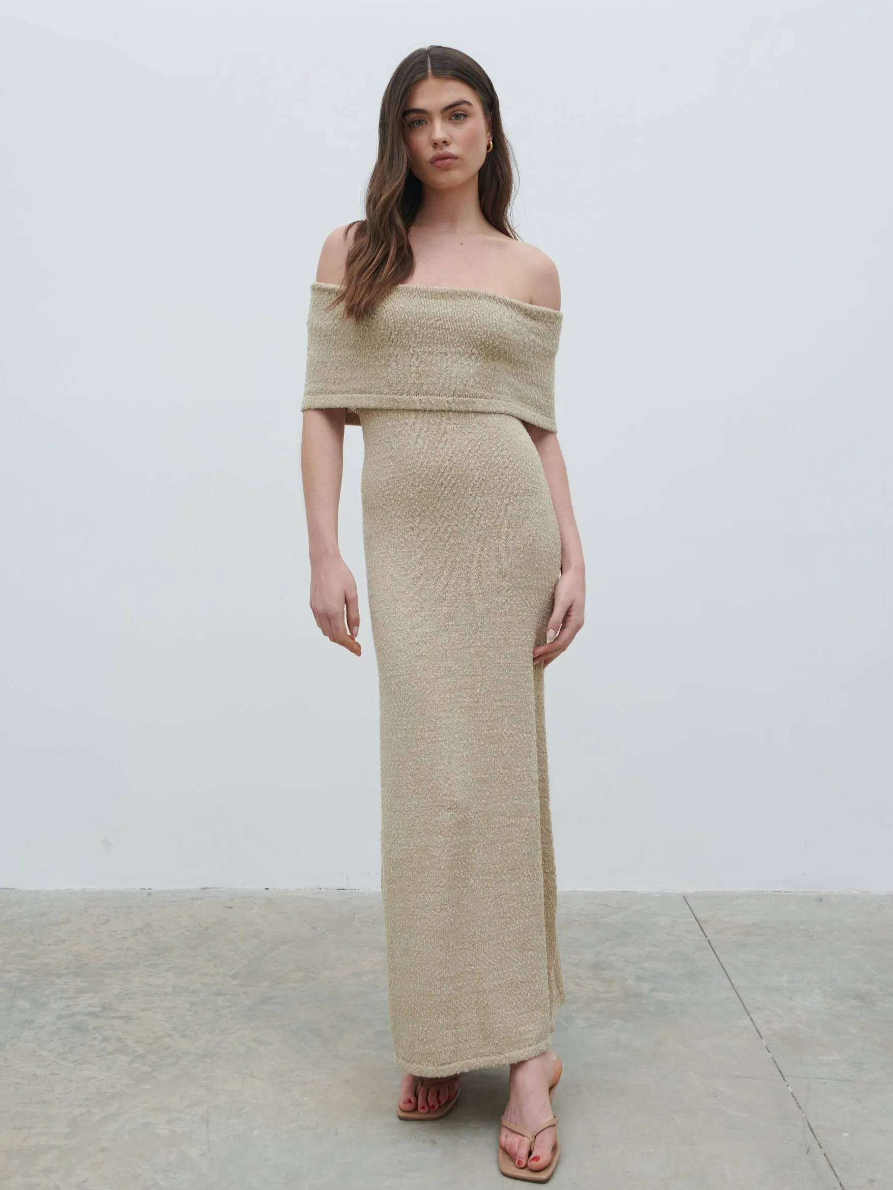 Selma Boucle Knit Maxi Dress - Stone sold by Pretty Lavish product image thumbnail 3