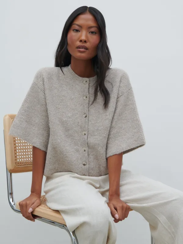 Ovalie Rib Knit Top - Beige Marl sold by Pretty Lavish