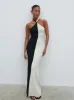 Berkley Contrast Knit Maxi Dress - Cream and Black sold by Pretty Lavish
