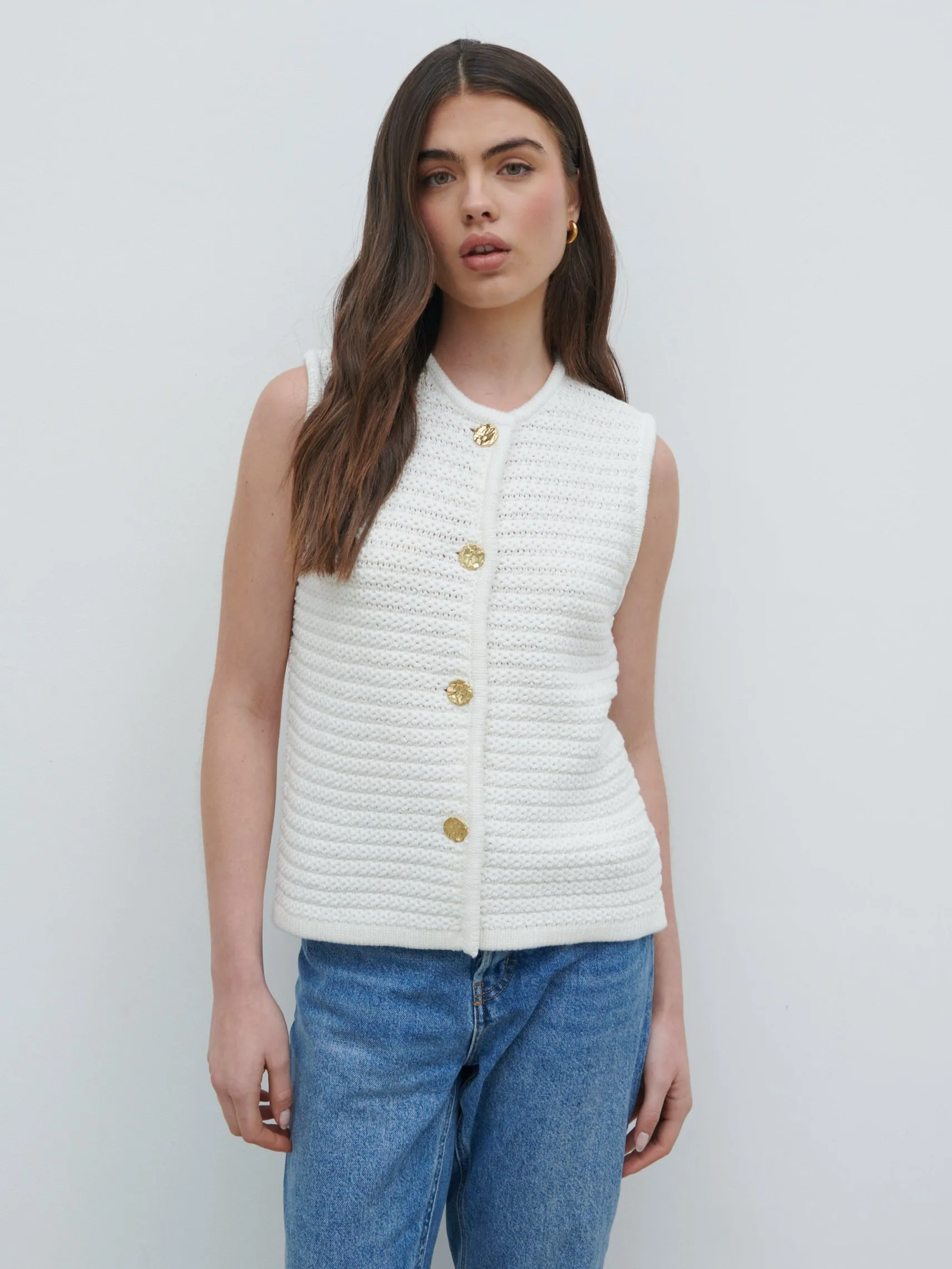 Frankie Crochet Knit Waistcoat - Cream sold by Pretty Lavish product image thumbnail 2