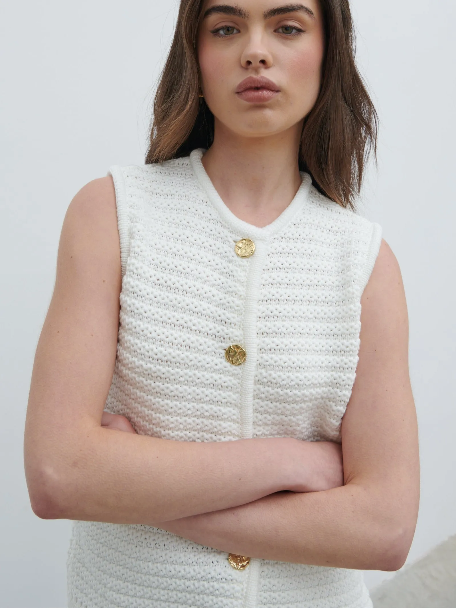 Frankie Crochet Knit Waistcoat - Cream sold by Pretty Lavish product image thumbnail 3