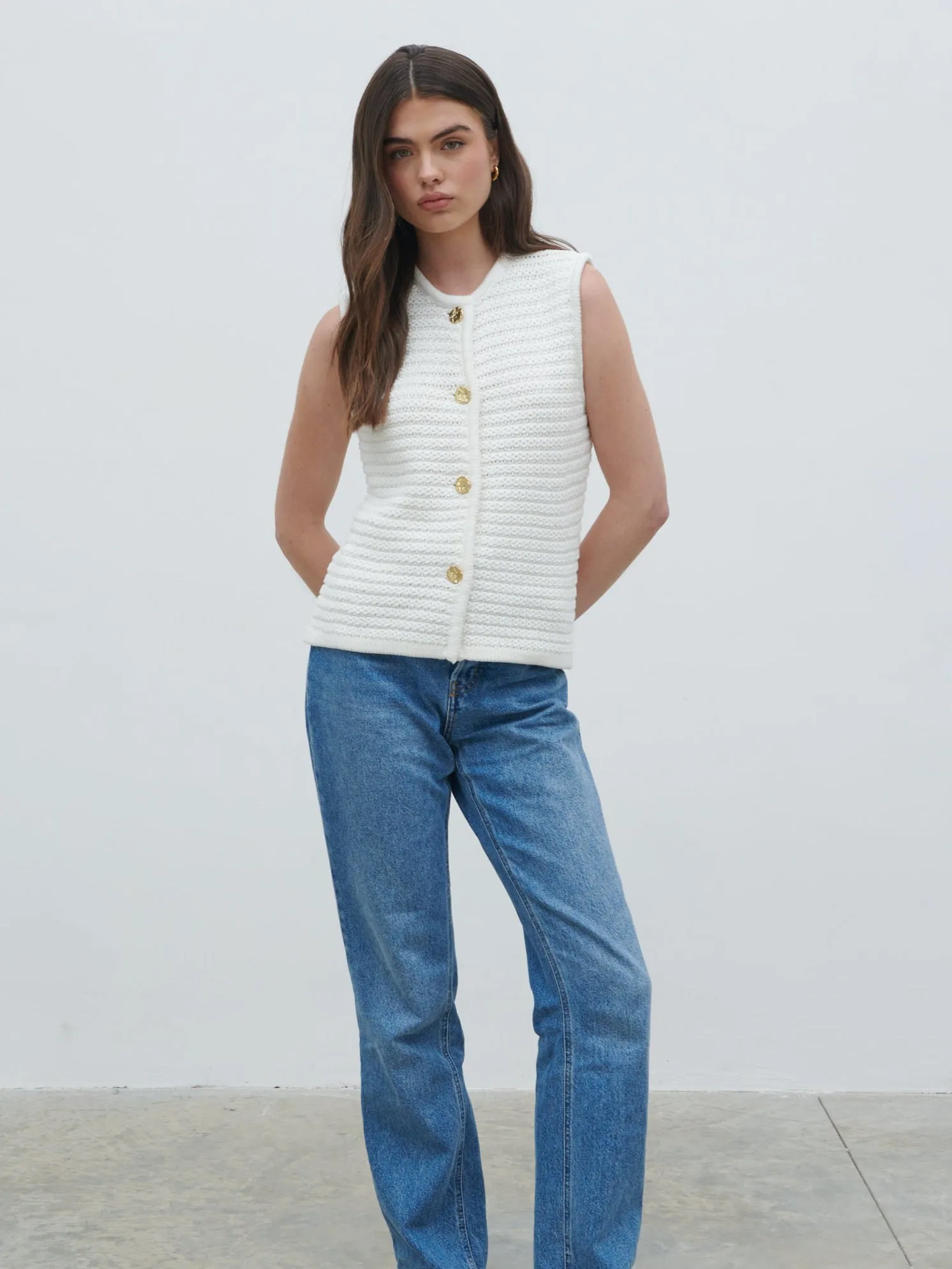 Frankie Crochet Knit Waistcoat - Cream sold by Pretty Lavish product image thumbnail 5