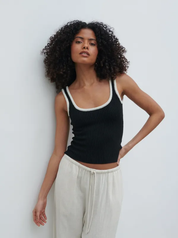 Hartley Knit Top - Black Contrast sold by Pretty Lavish