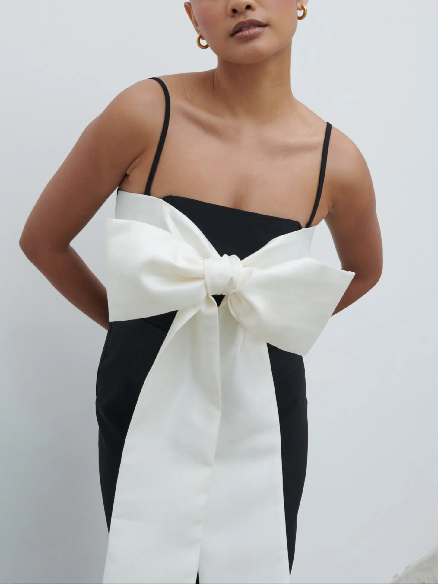 Carena Extreme Bow Midaxi Dress - Black and Cream sold by Pretty Lavish product image thumbnail 3