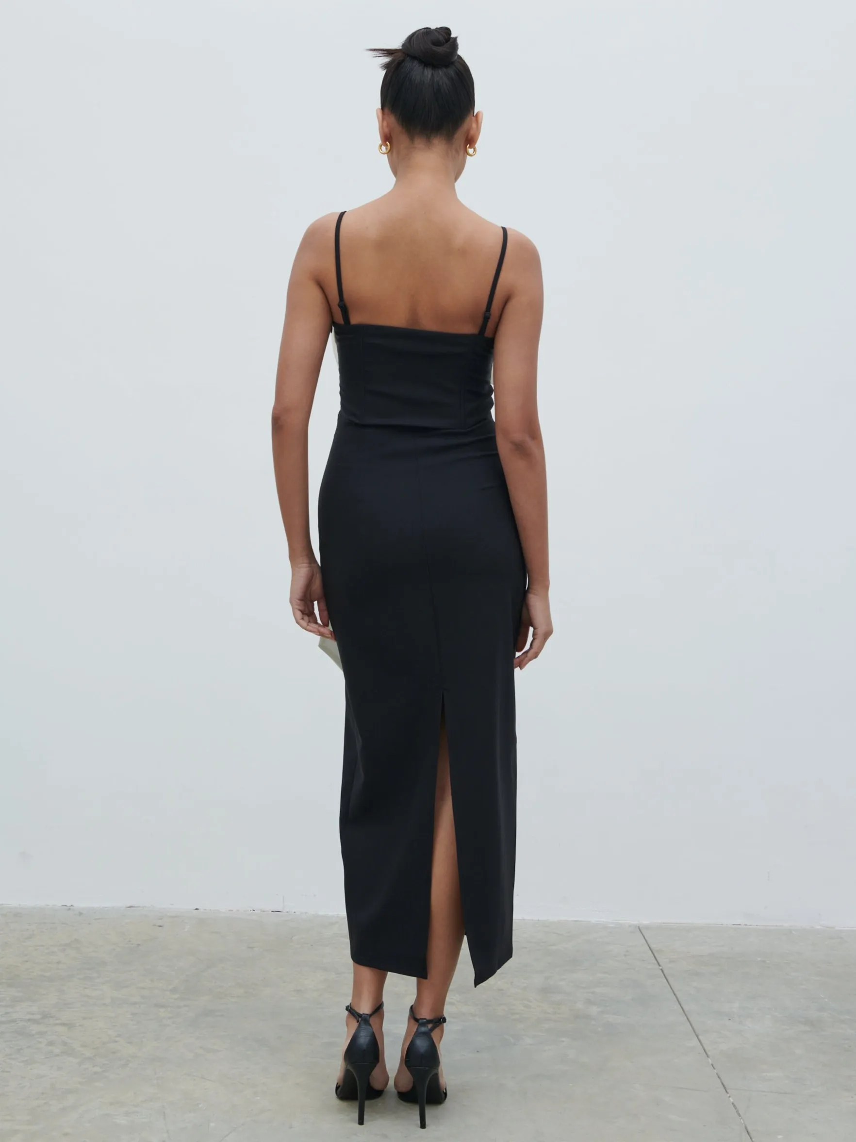 Carena Extreme Bow Midaxi Dress - Black and Cream sold by Pretty Lavish product image thumbnail 4