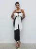 Carena Extreme Bow Midaxi Dress - Black and Cream sold by Pretty Lavish