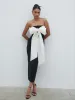 Carena Extreme Bow Midaxi Dress - Black and Cream sold by Pretty Lavish