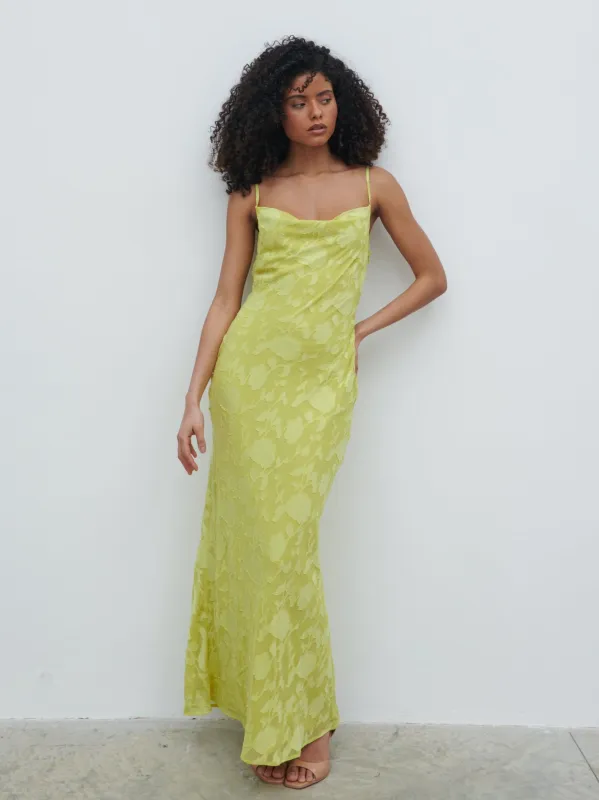Eden Jacquard Maxi Dress - Chartreuse sold by Pretty Lavish