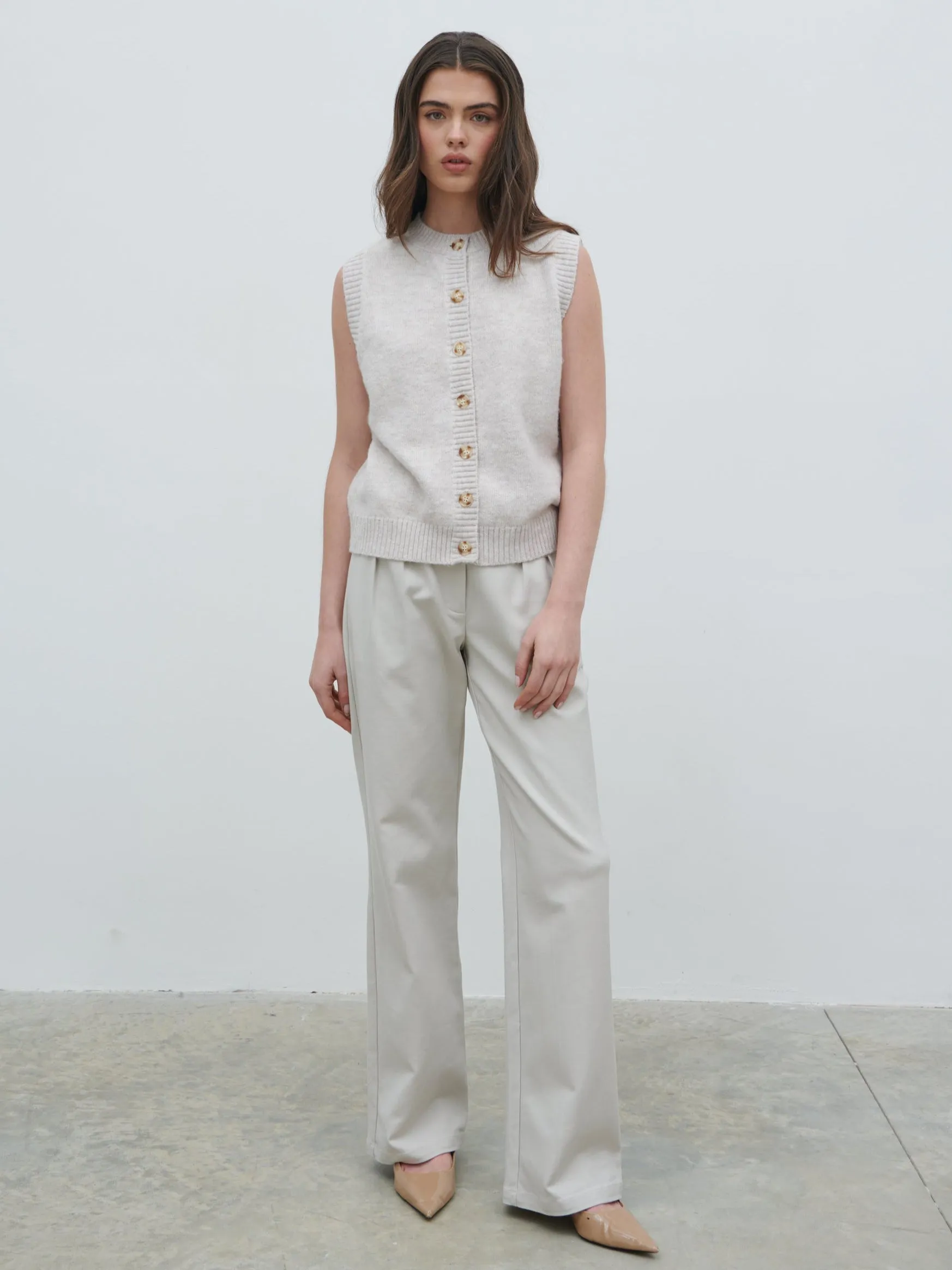 Leonora Fluffy Knit Waistcoat - Chalk sold by Pretty Lavish product image thumbnail 4