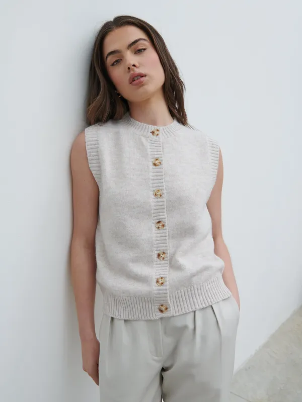 Leonora Fluffy Knit Waistcoat - Chalk sold by Pretty Lavish