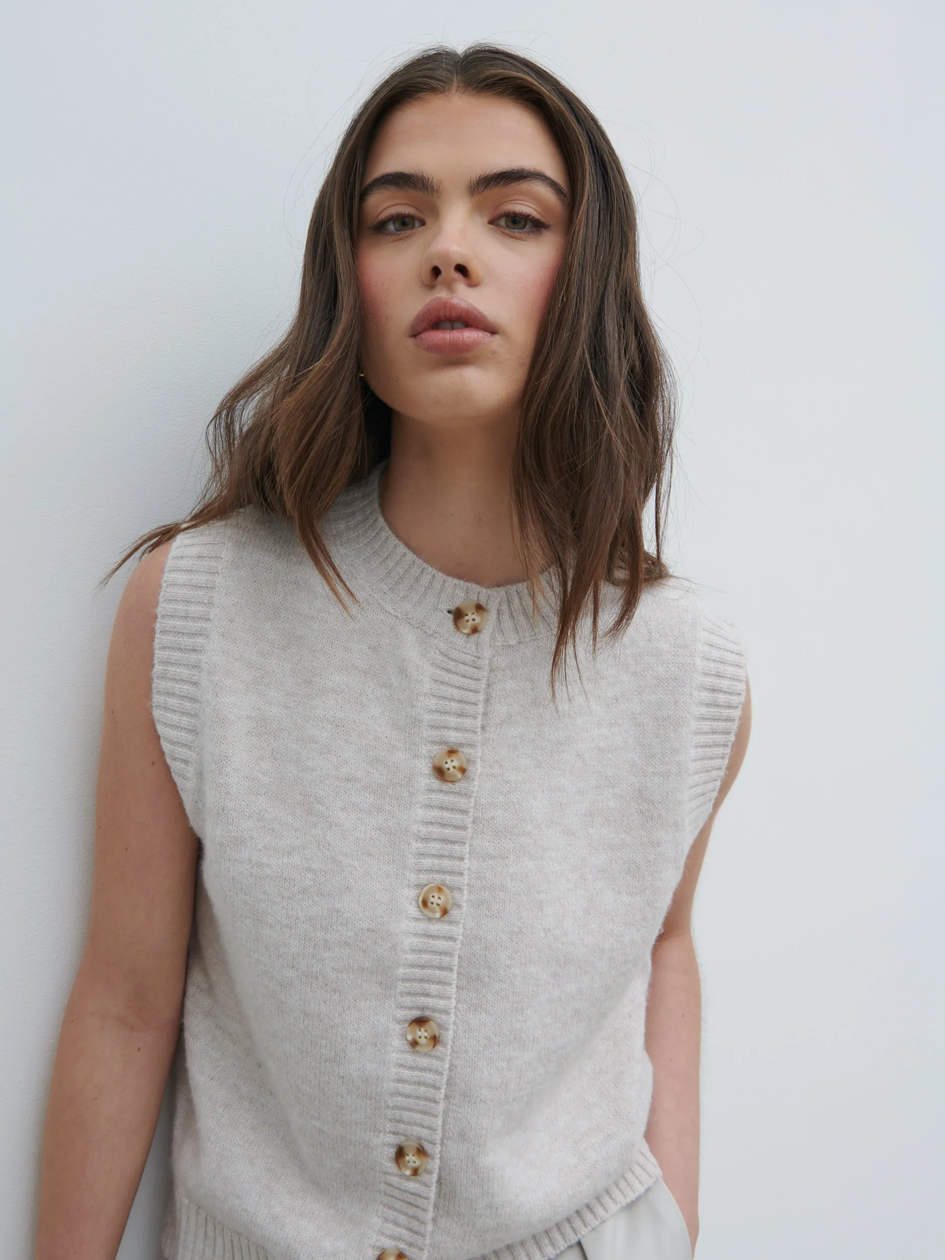 Leonora Fluffy Knit Waistcoat - Chalk sold by Pretty Lavish product image thumbnail 3