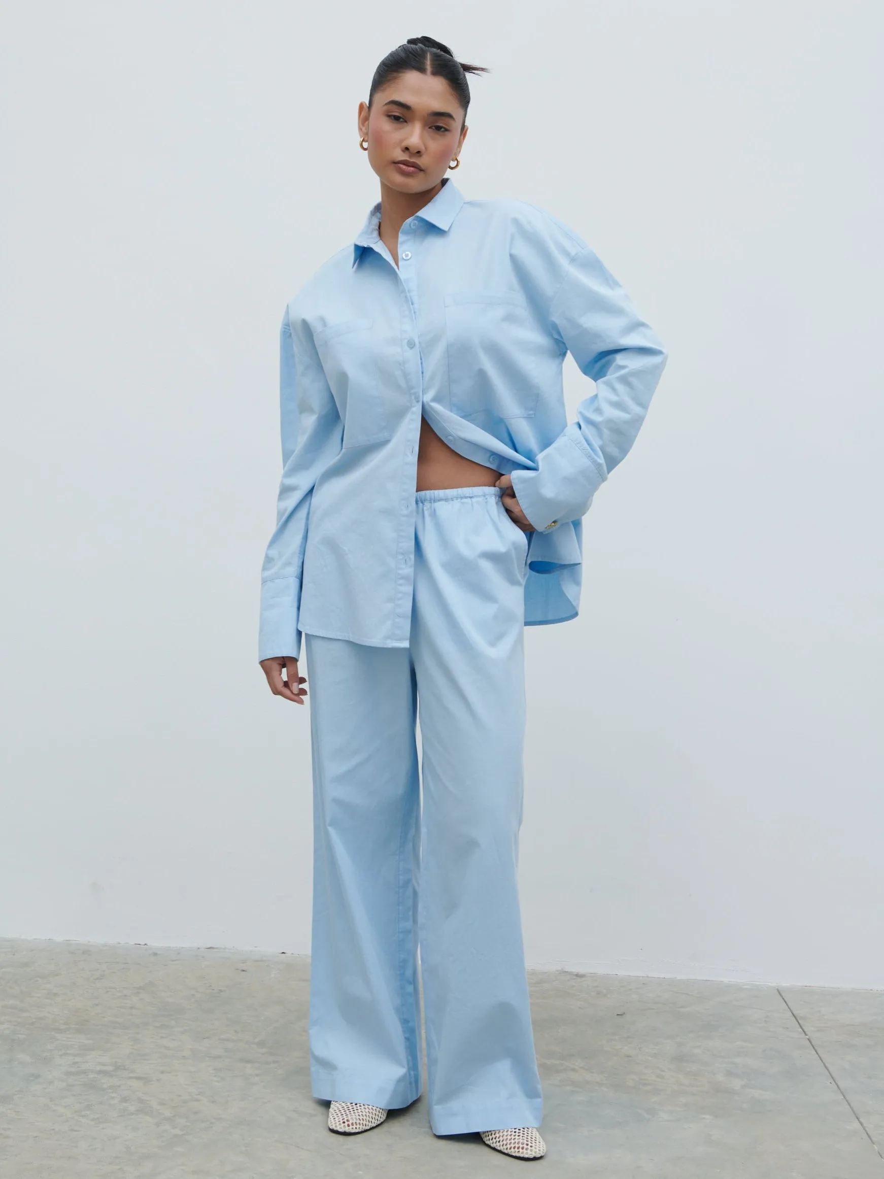 Ryleigh Cotton Trousers - Light Blue sold by Pretty Lavish