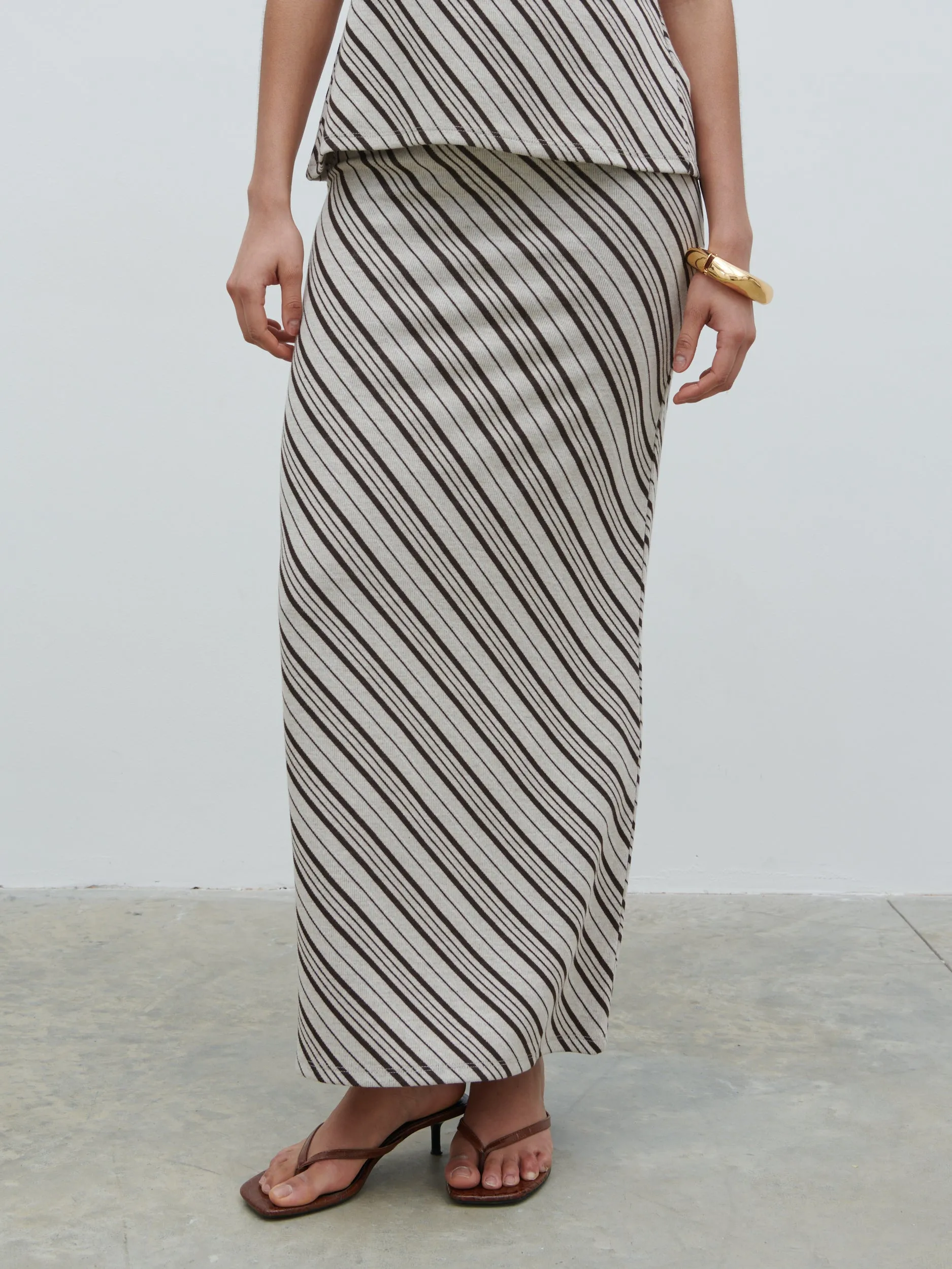 Kali Jersey Skirt - Asymmetric Stripe sold by Pretty Lavish product image thumbnail 2