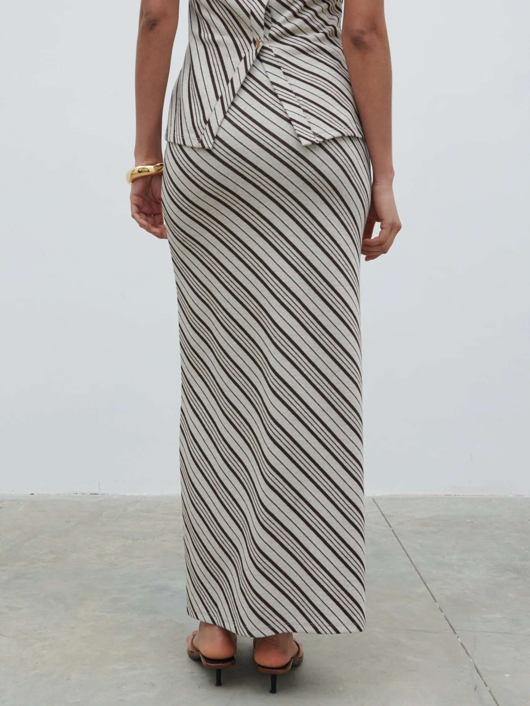 Kali Jersey Skirt - Asymmetric Stripe sold by Pretty Lavish product image thumbnail 4