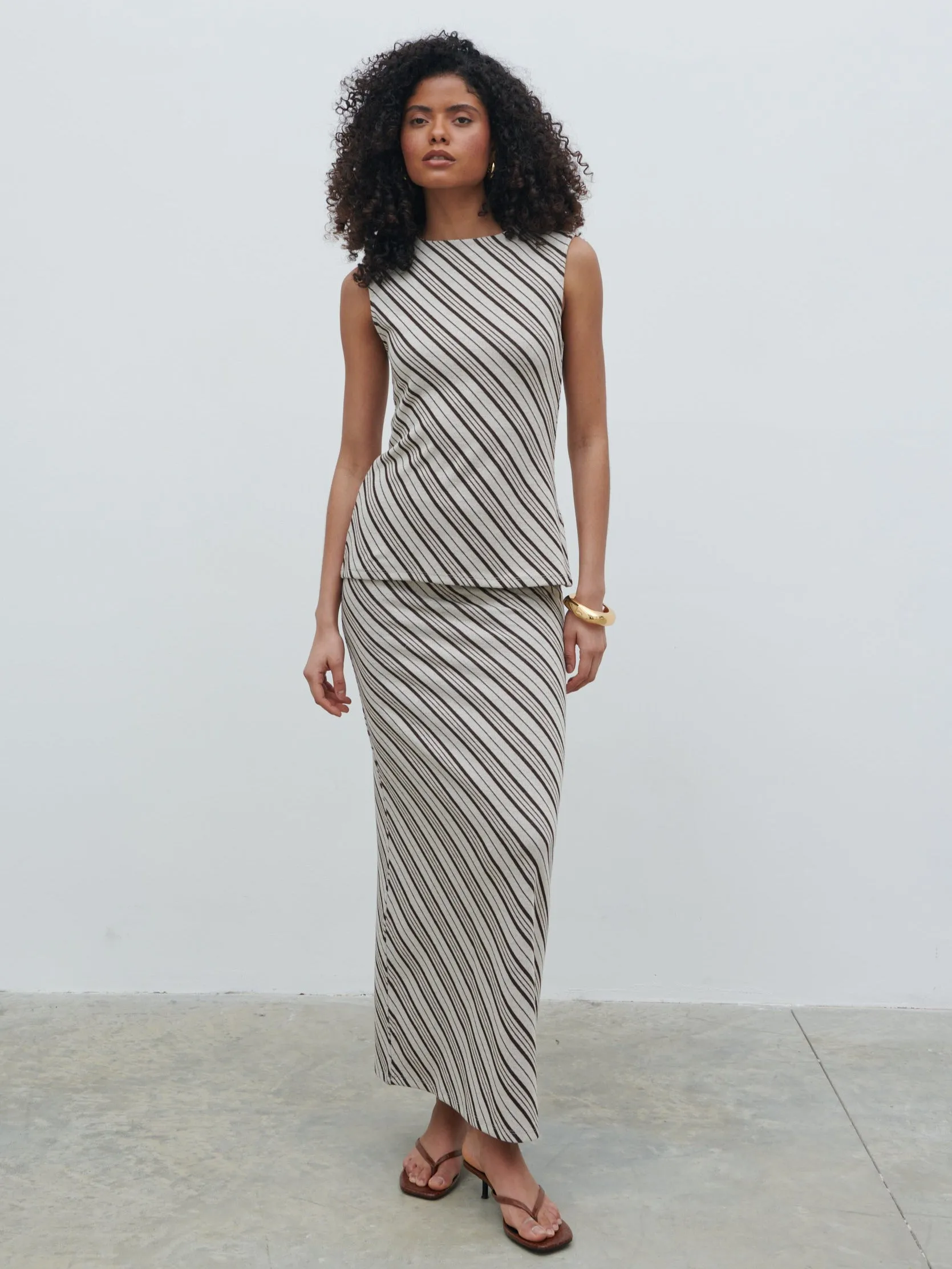 Kali Jersey Skirt - Asymmetric Stripe sold by Pretty Lavish product image thumbnail 5