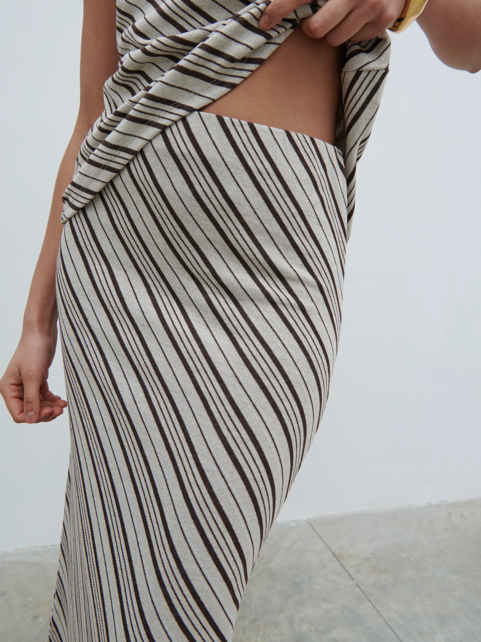 Kali Jersey Skirt - Asymmetric Stripe sold by Pretty Lavish product image thumbnail 3